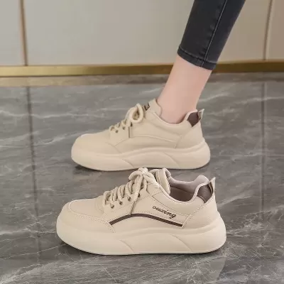 Women's Spring 2025 White Shoes, Korean Style Thick Sole Casual Sneakers · YANYAN China shoe factory