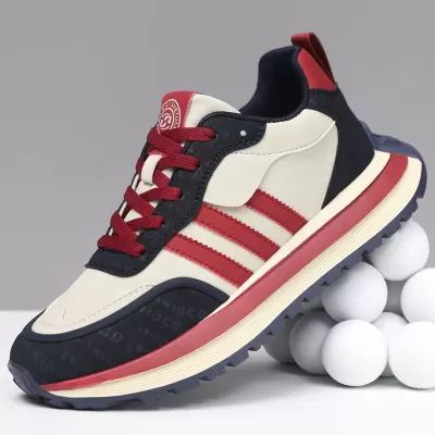 Men's Trendy Black Leather Waterproof Casual Agility Shoes, Thick Sole Dad Shoes 2024 · YANYAN China shoe factory
