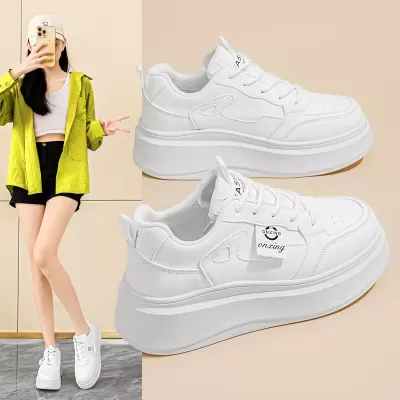 Women's Spring 2025 White Sneakers, Korean Style Thick Sole Casual Shoes · YANYAN China shoe factory