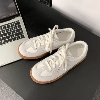 New Spring Vintage Hong Kong Style Round Toe Two-Tone Sneakers