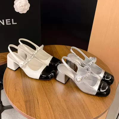 New Summer Chunky Heel Sandals French Strap Open Back Heels for Women