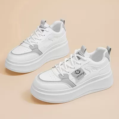Women's Spring 2025 White Sneakers, Korean Style Thick Sole Casual Shoes · YANYAN China shoe factory
