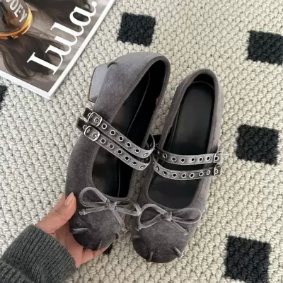 2025 Spring New Shallow Bow Mary Janes Women Casual Chunky Heel Buckle Round Toe Fashion Single Shoes · YANYAN China shoe factory