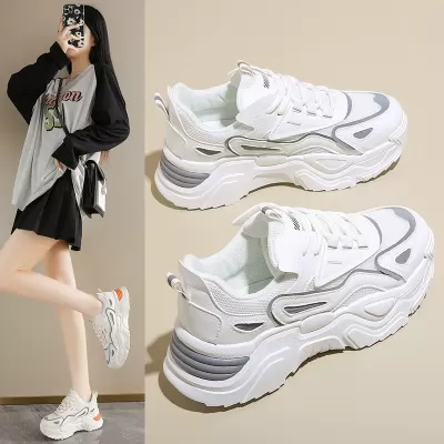 2025 Spring New Women's Breathable Mesh Sneakers Korean Thick Sole Casual Dad Shoes · YANYAN China shoe factory