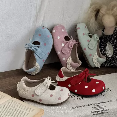 XSHX Macaron Girls Polka Dot Mary Jane Shoes Round Toe Soft Sole Retro Spring Summer · YANYAN China shoe factory