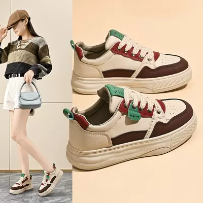 Sapatilhas Brancas Primavera 2025 Coreano para Mulher, Tênis Casuais com Elevação Sola Grossa H6519 · YANYAN China shoe factory