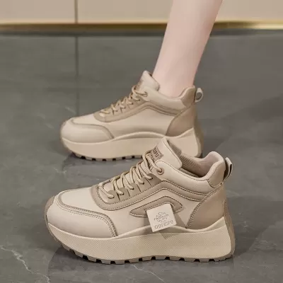 2025 Spring Women's High Top Breathable Sneakers Korean Thick Sole Casual Dad Shoes · YANYAN China shoe factory