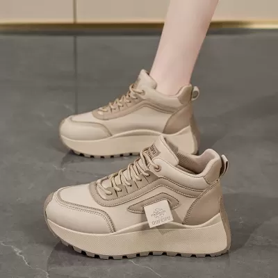 2025 Spring Women's High Top Breathable Sneakers Korean Thick Sole Casual Dad Shoes · YANYAN China shoe factory