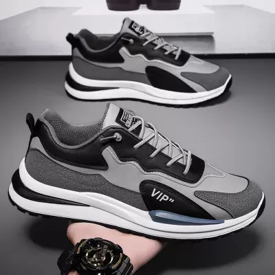 2026 New Spring Men's Leather Running Shoes, Thick Sole Dad Sneakers · YANYAN China shoe factory