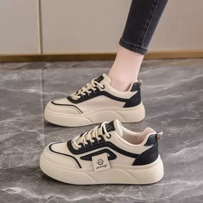 Summer Women's Breathable White Sneakers Korean Thick Sole Casual Board Shoes · YANYAN China shoe factory