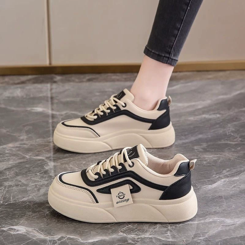 Summer Women's Breathable White Sneakers Korean Thick Sole Casual Board Shoes