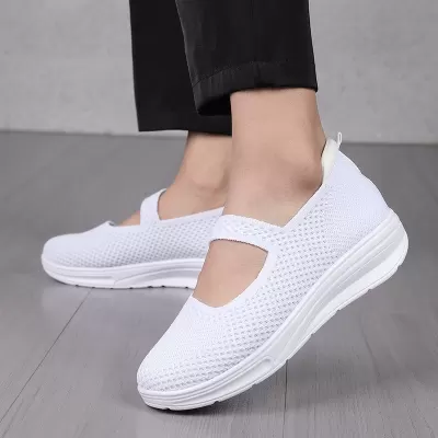 Neue Damen Freizeit Sommer Air Cushion Laufschuhe Strick Atmungsaktiv Slip On Sports Sneaker · YANYAN China shoe factory