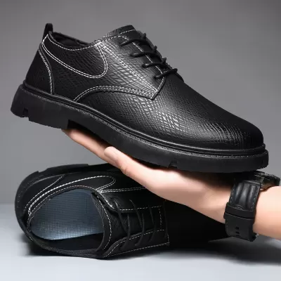 Men's Genuine Leather Breathable Casual Shoes, British Style Low Top Spring 2026