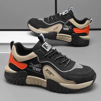 Men's Low Top Lace-Up Casual Sneakers, Comfortable Color Block Lightweight Spring 2026 · YANYAN China shoe factory