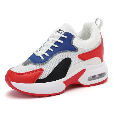 Korean Height Increasing Women Shoes 2025 Spring Summer Fashion Wedge Lace Up Slim Thick Sole Sneakers · YANYAN China shoe factory
