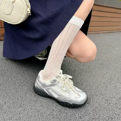 New Fall Lace Pearl Strap Casual Sneakers for Women, Platform Retro德训 Shoes · YANYAN China shoe factory