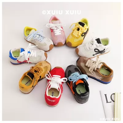 XSHX Luo Retro Kids Thin Sole Sneakers Mesh for Boys Girls Summer