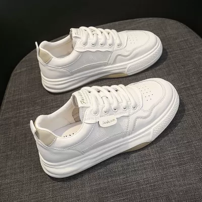 2025 Spring Women's Breathable White Sneakers Korean Thick Sole Casual Board Shoes · YANYAN China shoe factory