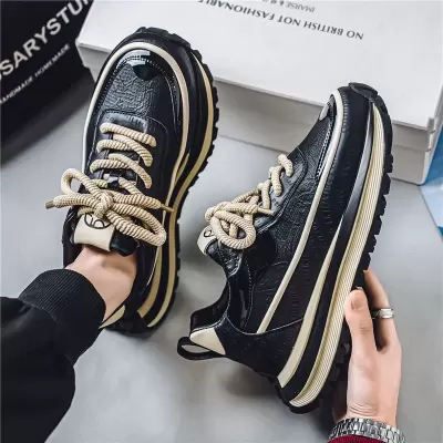 2026 New Spring Men's Breathable Low Top Dad Shoes, Thick Sole Casual Sneakers · YANYAN China shoe factory