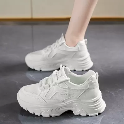 Spring Women's Breathable Mesh Sneakers Korean Thick Sole Casual Dad Shoes · YANYAN China shoe factory