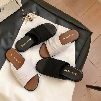 Bangkok Travel Retro Beach Flat Sandals for Women, Summer Comfort Outdoor Slippers
