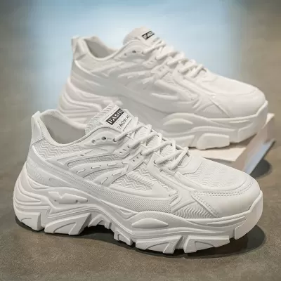 2026 New Spring Men's White Dad Shoes, Thick Sole Running Sneakers for Teens · YANYAN China shoe factory