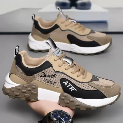 Men's Spring Mesh Breathable Durable Casual Sneakers Thick Sole Height Increasing Dad Shoes