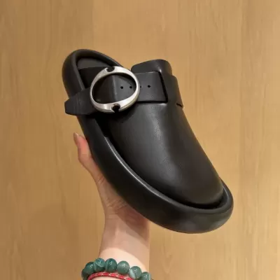 Vintage Black Toe Birkenstock Shoes Women 2025 Spring Fall Thick Sole Half Slippers Casual Outdoor Slippers