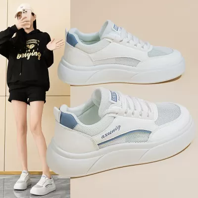 Summer Women's Breathable Mesh Sneakers Korean Thick Sole Casual Board Shoes · YANYAN China shoe factory