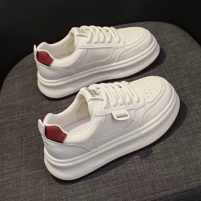 Summer Women's Breathable White Sneakers Korean Thick Sole Heightening Casual Board Shoes · YANYAN China shoe factory
