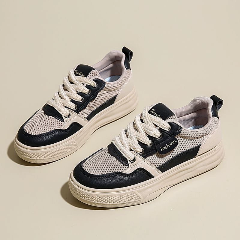 2025 Summer Women's Breathable Canvas Shoes Korean Thick Sole Casual Low Top Board Shoes