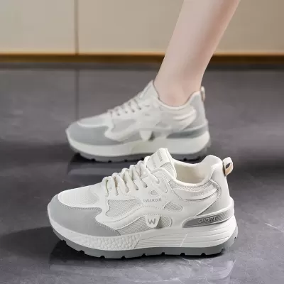 Dad Shoes for Women 2025 Spring Breathable Mesh Korean Thick Sole Casual Running Sneakers · YANYAN China shoe factory