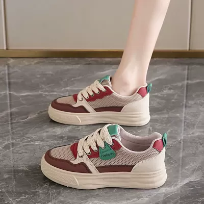 2025 Summer Women's Breathable Canvas Shoes Korean Thick Sole Casual Low Top Board Shoes · YANYAN China shoe factory