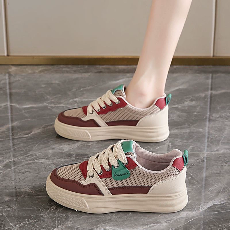 2025 Summer Women's Breathable Canvas Shoes Korean Thick Sole Casual Low Top Board Shoes