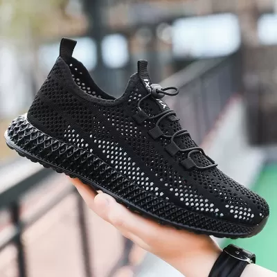 Mesh Thin Breathable Men's Summer Slip-On Shoes Soft Sole Hollow Casual Board Shoes