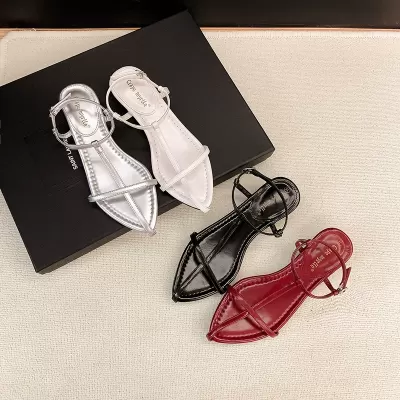 New Elegant Wedge Pointed Stiletto Sandals for Women, Open Toe Buckle Strap