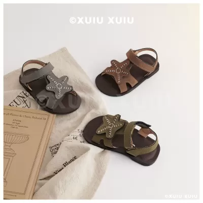 XSHX SeaStar Vintage Starfish Beach Sandals for Boys Girls Open Toe Hook and Loop