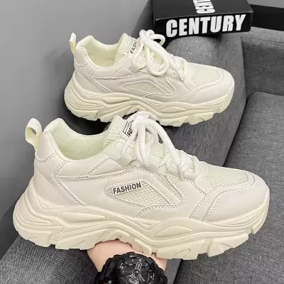 2026 New Men's Thick Sole Breathable Mesh Casual White Dad Sneakers · YANYAN China shoe factory