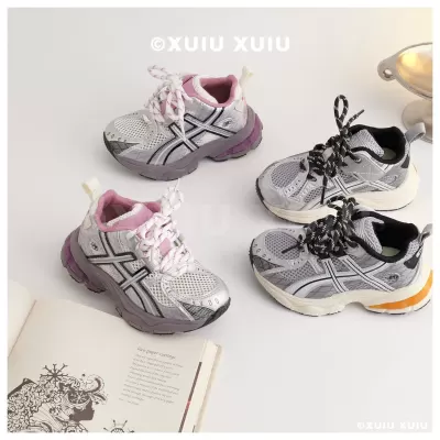 XSHX Japanese Retro Kids Chunky Sneakers Breathable Mesh Hidden Hook and Loop Spring Summer