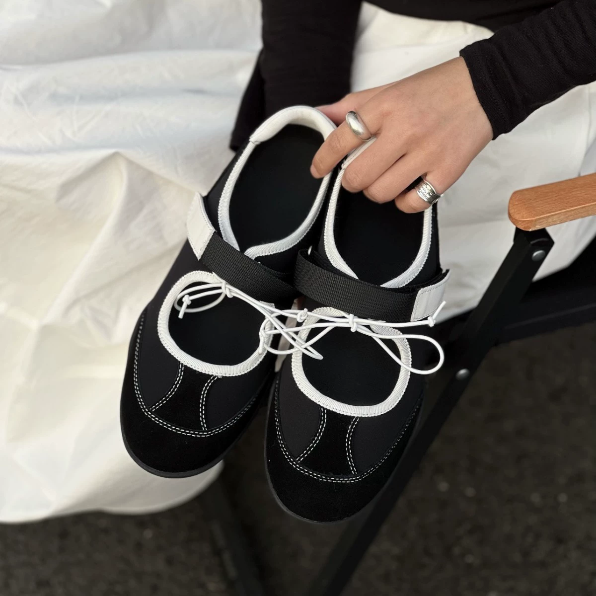 Functional Casual Color Block Shallow Mary Janes Women 2025 Summer New Sport Thick Sole Ballet Shoes