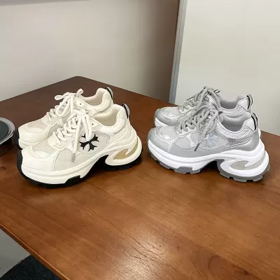 Women's Thick Sole Dad Sneakers Lace Up Running Shoes Fall 7.5cm Height · YANYAN China shoe factory