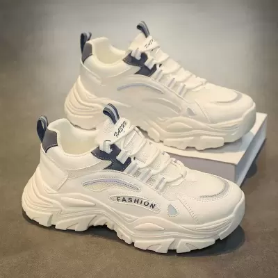 2026 New Winter Men's Mesh Breathable Thick Sole White Dad Running Shoes · YANYAN China shoe factory