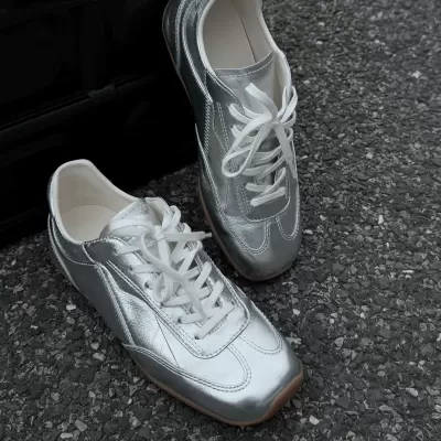 Summer New Silver Flat Sport German Training Shoes Women 2025 New Vintage Casual Lace Up Agate Shoes · YANYAN China shoe factory