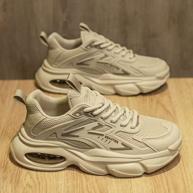 2026 New Winter Men's Black Thick Sole Air Cushion Dad Sneakers