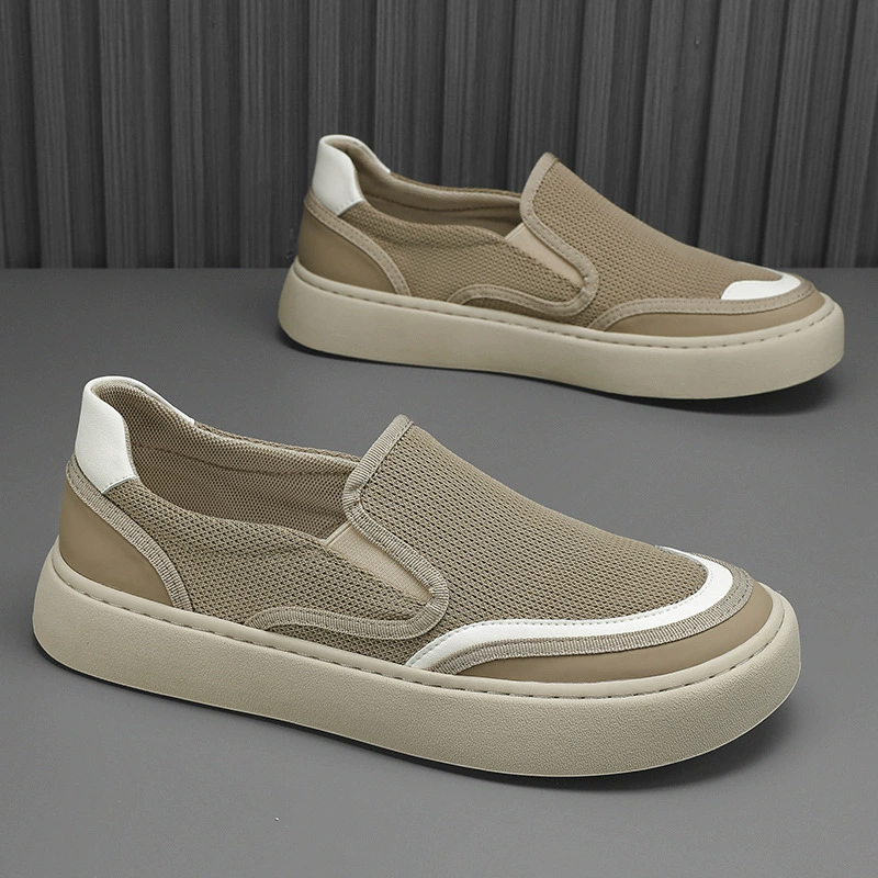 Slip-on Men's Spring Shoes Anti-odor Black Mesh Board Shoes Men's Sports Casual Old Beijing Cloth