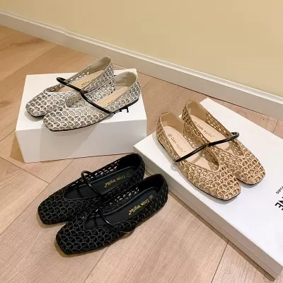 French Square Toe Woven Flat Sandals with Ankle Strap Women Summer · YANYAN China shoe factory
