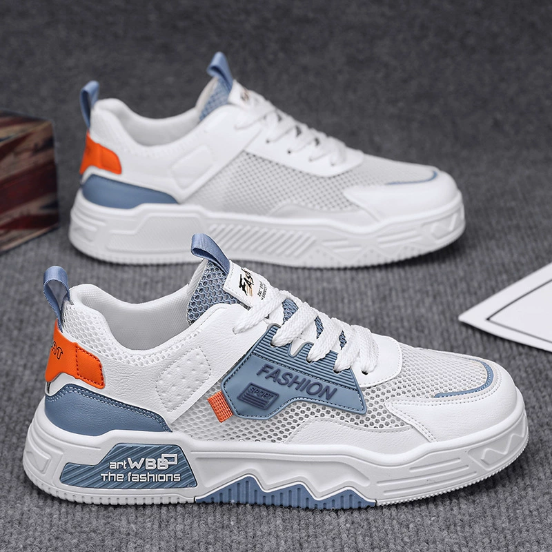 2026 Spring New Men's Breathable Mesh Teen Casual Sports Shoes Soft Sole Height Increase White