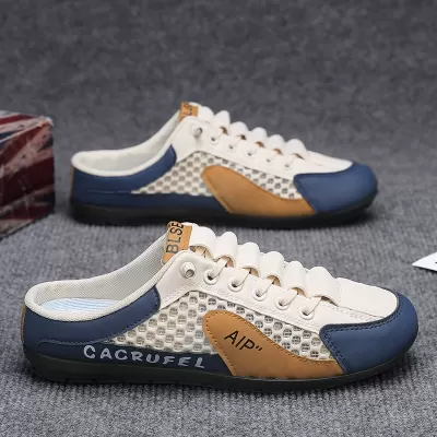 Men's Summer Breathable Mesh Casual Slippers Anti-odor Mesh Shoes Slip-on Soft Sole Half Slippers · YANYAN China shoe factory