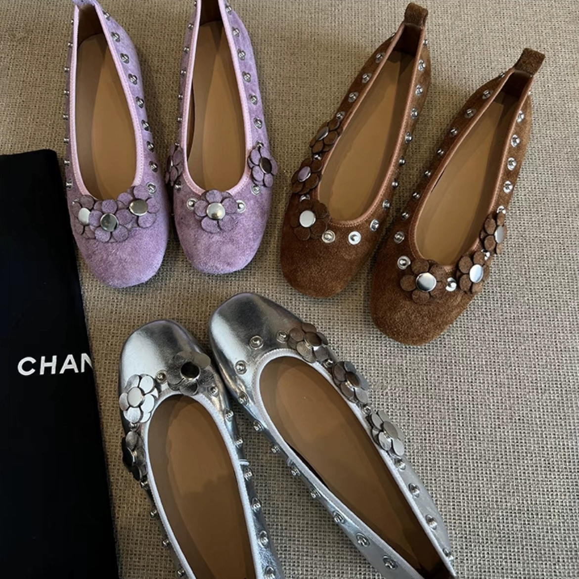Vintage Slip On Loafers for Women Round Toe Flower Flat Comfort Ballet Shoes