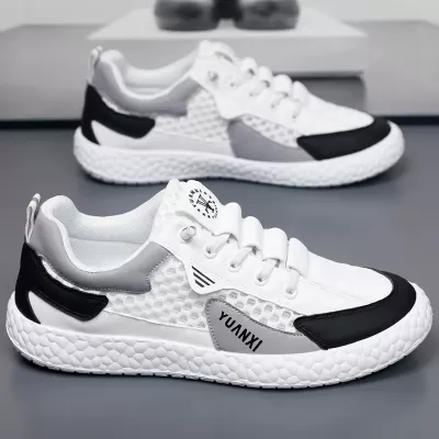 Men's Summer Breathable 2026 New Durable Soft Sole Casual White Driving Shoes Hollow Mesh
